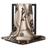 Chain And Leopard Pattern Square Scarf - SandyKandy