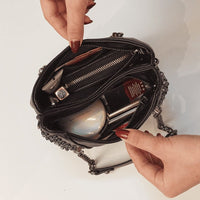 Vintage Chain Rivet Design Solid Color Large Capacity Shoulder Handle Bag | SandyKandy Limited Co