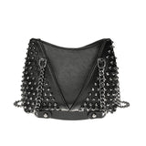All Black Shoulder Bag Chain Rivet Design | SandyKandy Limited Co