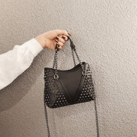 All Black Shoulder Bag Chain Rivet Design | SandyKandy Limited Co