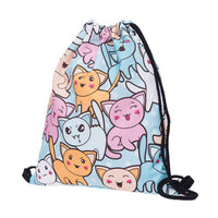 Cartoon Kitty Printed Drawstring Backpack Bag | SandyKandy Limited Co