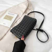 Casual Crease Design Plaid Pattern Solid Color Hobo Shoulder Handle Bag | SandyKandy Limited Co