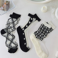 Chic Heart Pattern And Polka Dot Transparent One pair of Socks | SandyKandy Limited Co
