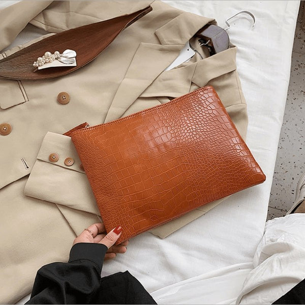 Crocodile Pattern Zipper Design Clutch Bag | SandyKandy Limited Co