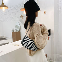 Fashion Chic Zebra Cow Pattern Plush Underarm Bag | SandyKandy Limited Co