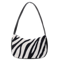 Fashion Chic Zebra Cow Pattern Plush Underarm Bag