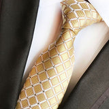 Men Bright Color 8cm Polyester Tie Diamond Pattern Pocket Square Set | SandyKandy Limited Co