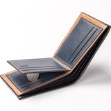 Men Casual Basic Letter Embossing Folding Design Multi Pocket Wallet | SandyKandy Limited Co
