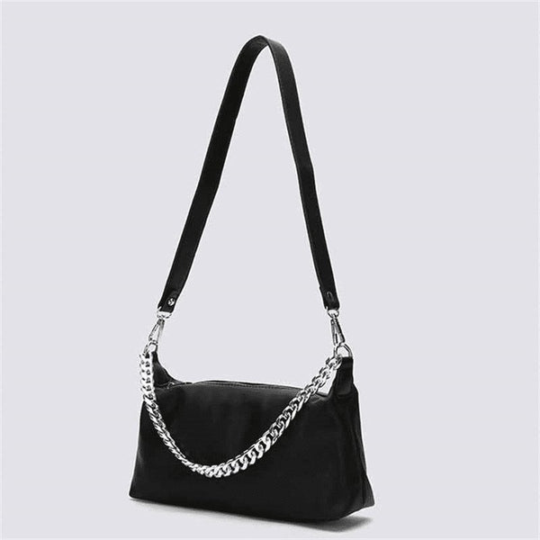 Metal Chain Design Solid Black Crossbody Bag | SandyKandy Limited Co