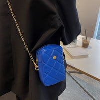 Mini Basic Flower Decoration Zipper Design Rhombus Stitching Crossbody Bag | SandyKandy Limited Co