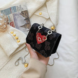 Mini Flap Buckle Design Flower Chain Heart Crossbody Bag | SandyKandy Limited Co