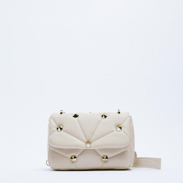 Rivet Decorative Flap Buckle Design Solid Color Crossbody Bag | SandyKandy Limited Co